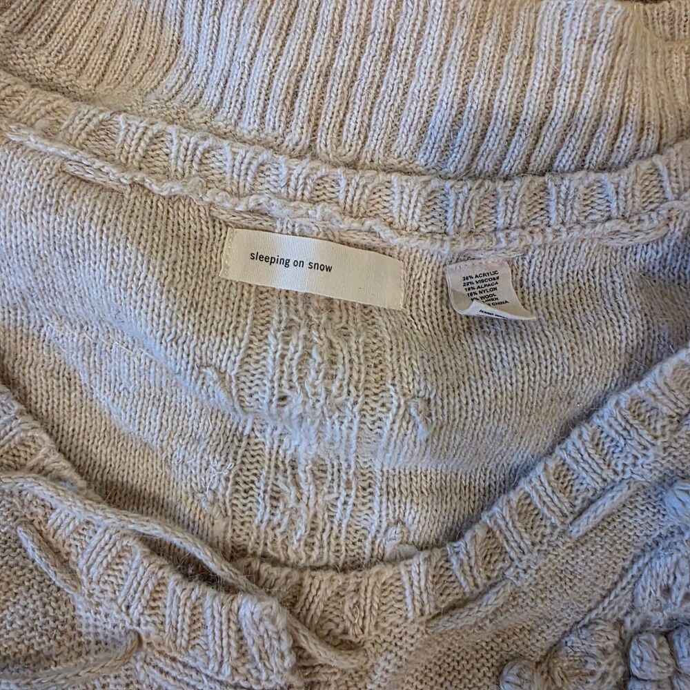 Sleeping On Snow Womens L Short Sleeve Floral knited Cardigan Top Anthro Alpaca - Picture 5 of 5